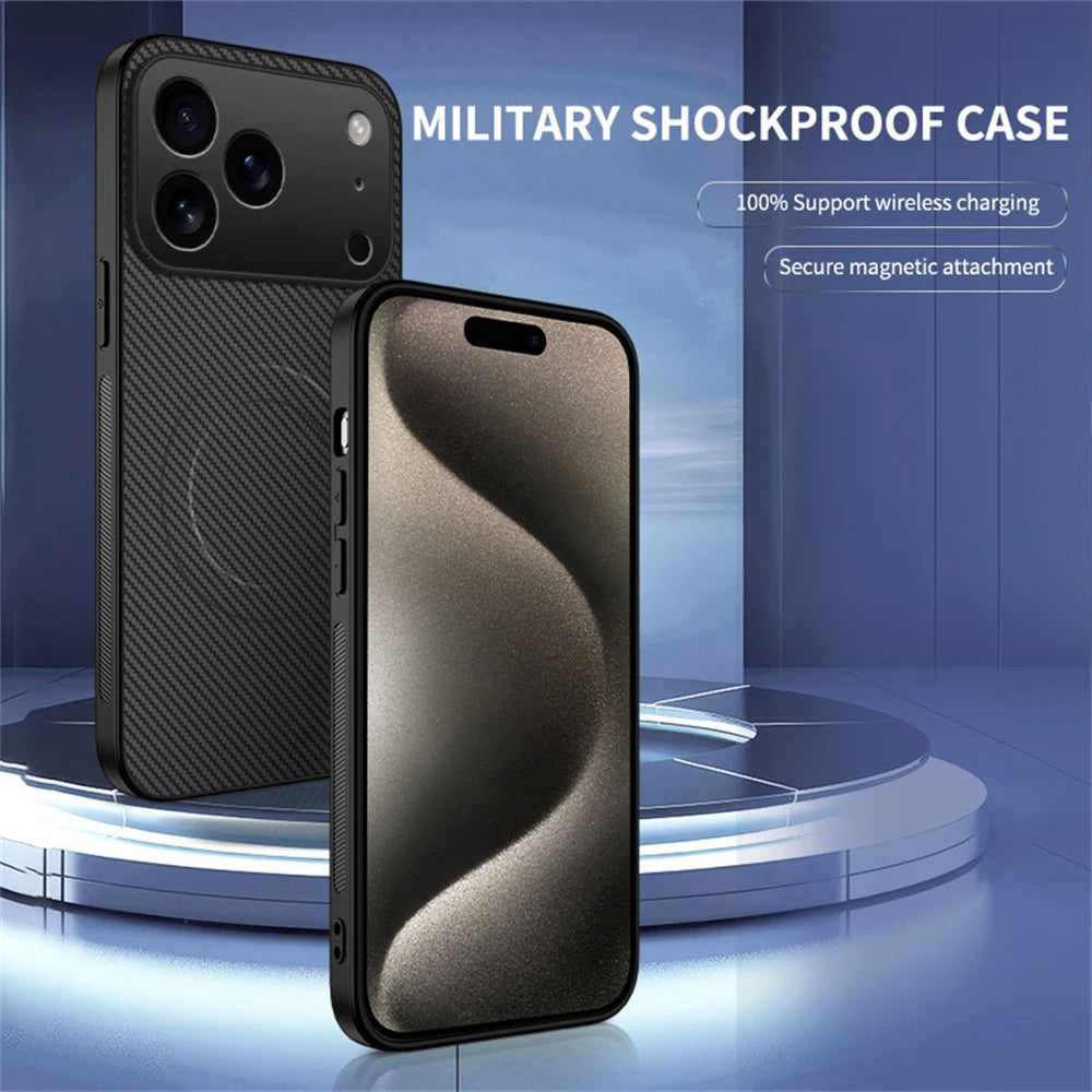 magnetic leather carbon fiber case